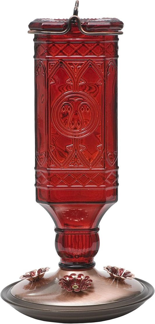 Perky-Pet 8116-2 Square Antique Glass Bottle Hummingbird Feeder - Outdoor Garden Decor, Unique Gifts