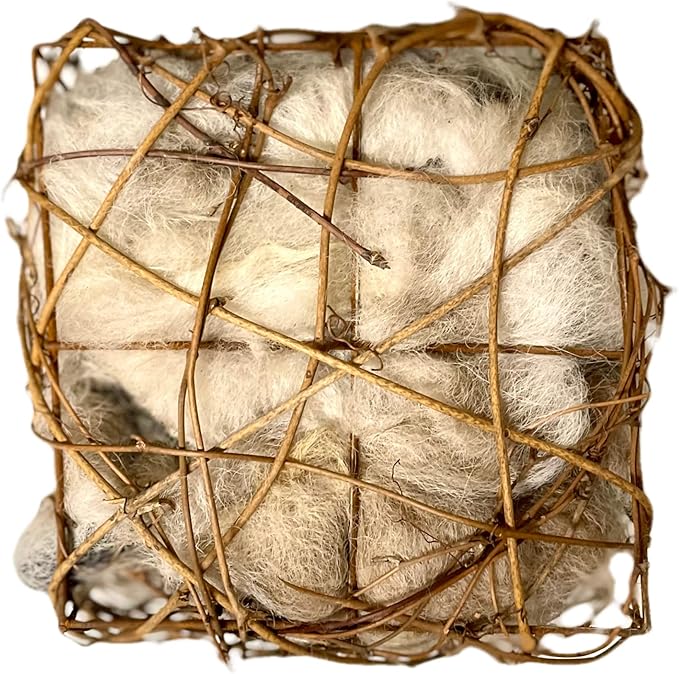 Alpacas of Montana Bird Nest Cube – 6" Nesting Box with Alpaca Fleece Bedding | Natural, Eco-Friendly Shelter for Small Birds | Bird-Safe Alpaca Wool for Nesting & Warmth