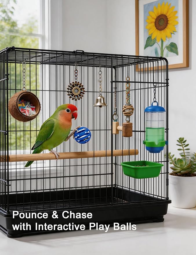 5-Pack Bird Toys for Parrots, Canaries - Colorful, Safe & Fun to Play, Gleeful Chirps (1.5'' - 2.8'')