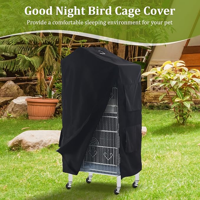 Gralara Bird Cage Cover Birdcage Cover, Washable Protection Blackout Cover Waterproof for Parakeets Lovebirds Macaw, Square Cages Accessories, Style A