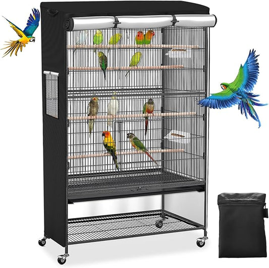 Roasivi Universal Large Bird Cage Cover Bird Cage Covers for Night Light-Blocking & Breathable Fit for Parrots and Other Small Animals Waterproof Durable Oxford Fabric 26" L x 19" W x 40" H Black