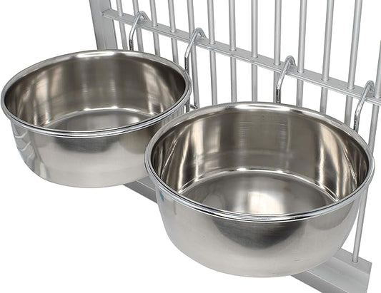 800116 pk2 30oz Stainless Steel Hook Cup Bonka Bird Toys Parrot Parrotlet Budgie Cockatiel Food