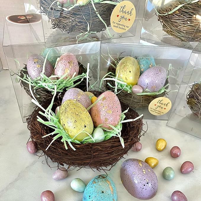 15 PCS 5.9 Inch Artificial Bird Nest for Crafts, Handicraft Rattan Bird's Nest, Small Bird Nest, Bird Nest Decorating Kit for Holiday, Table, Garden, DIY Terrarium Decor
