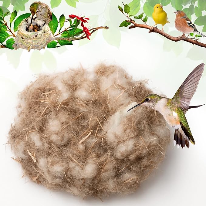 Hummingbird Nesters Bird Nesting Material Holder for Wild Birds Humming Bird House Materials Gifts for Bird Watching Nature Lovers Refillable Outdoor (Bird-Safe Natural Fiber Mix)