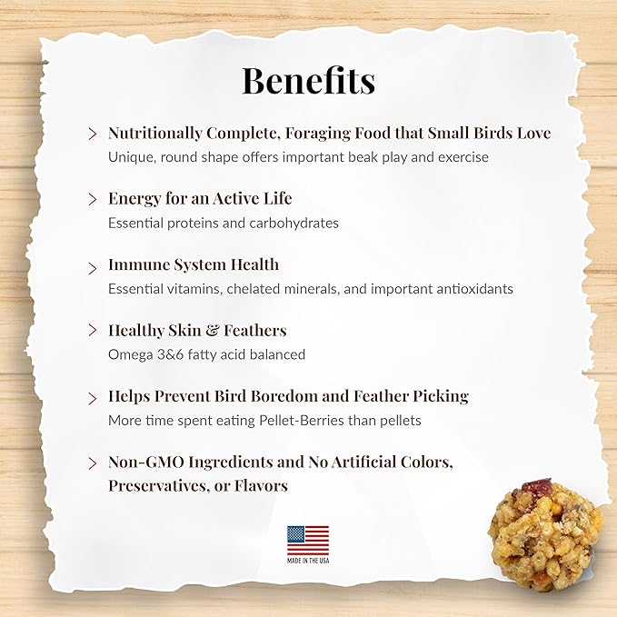 LAFEBER'S Pellet-Berries Pet Bird Food, Made with Non-GMO and Human-Grade Ingredients, for Cockatiels, Conures, Parakeets (Budgies), Lovebirds (PelletBerries 10 oz)