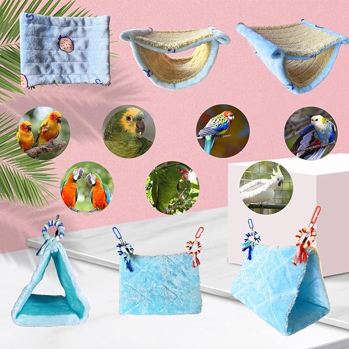 2Pcs Bird Bed for Cage Hanging Hammock Snuggle Hut Parrot Sleeping Bed Tent Toy Bird Nest Perch for Parakeet Budgies Cockatiels Cockatoo Finch Conures
