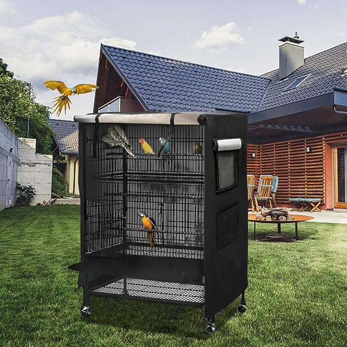 Bird Cage Cover Good Night for Medium Cage with Zipper, Bird Universal Pet Cover Good Night for Cats, Mink, Totoro, Parakeet, Parrot and Small Animals, Medium (20" L x 15" W x 39" H)