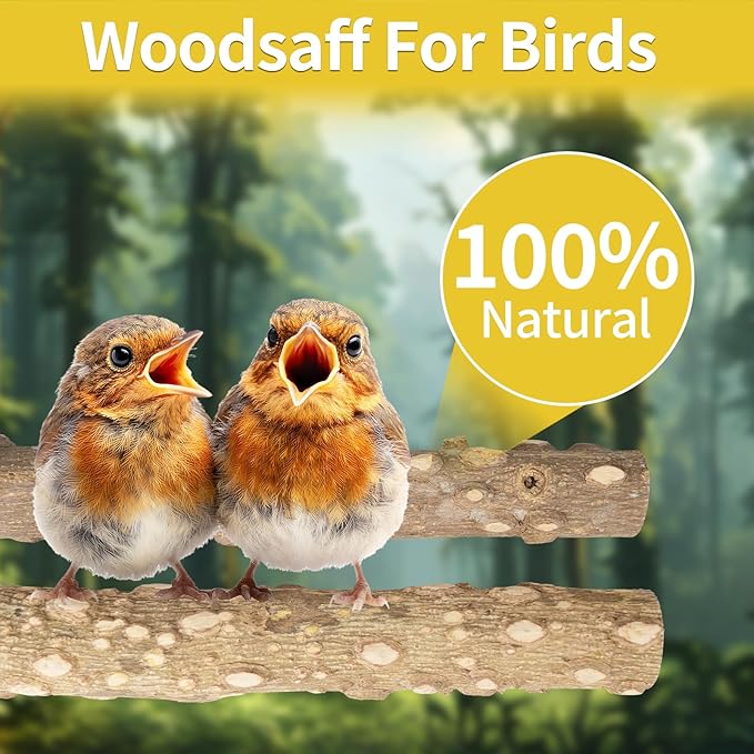 Bird Perch Stand, Pole Standing Natural Wood Bird Perch Set 7PCS Paw Grinding Fork Parrot Cage Branch with Rope Cage Accessories Toys for Parakeets, Cockatiels, Conure, Budgies (Brown 2)