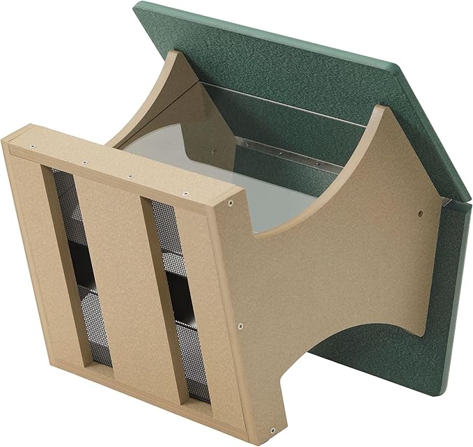 Birds Choice SN300 Two-Sided Hopper Feeder, Recycled Bird Feeder, Large, Taupe/Green