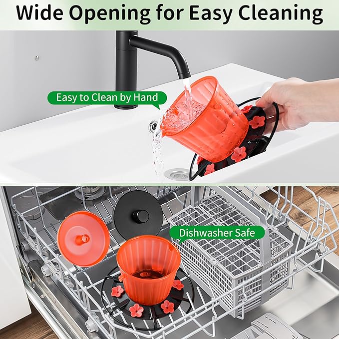 WROSWT Retractable Hummingbird Feeder, 19oz Top-Fill Wide Mouth with Height Adjustment, UV-Resistant ASA Plastic, 100% Leak-Proof Base& Dishwasher Safe Feeders for Outdoor Hanging, Red