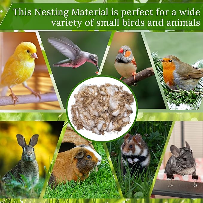 Hummingbird Nesters Bird Nesting Material Holder for Wild Birds Humming Bird House Materials Gifts for Bird Watching Nature Lovers Refillable Outdoor (Bird-Safe Natural Fiber Mix)