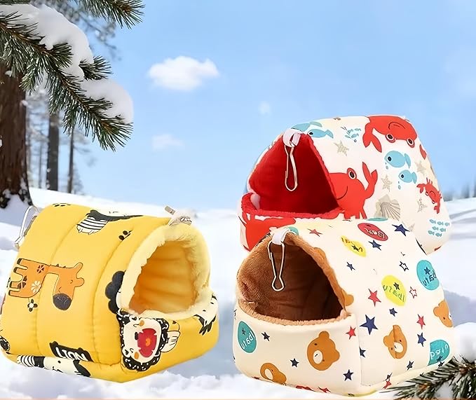 Warm Bird Nest House Plush Birds Hut Bed Hanging Hammock Sleeping Bed Bird Snuggle Cave Hanging Tent for Parrot Parakeet Cockatiel Conure African Grey Macaw-Bear