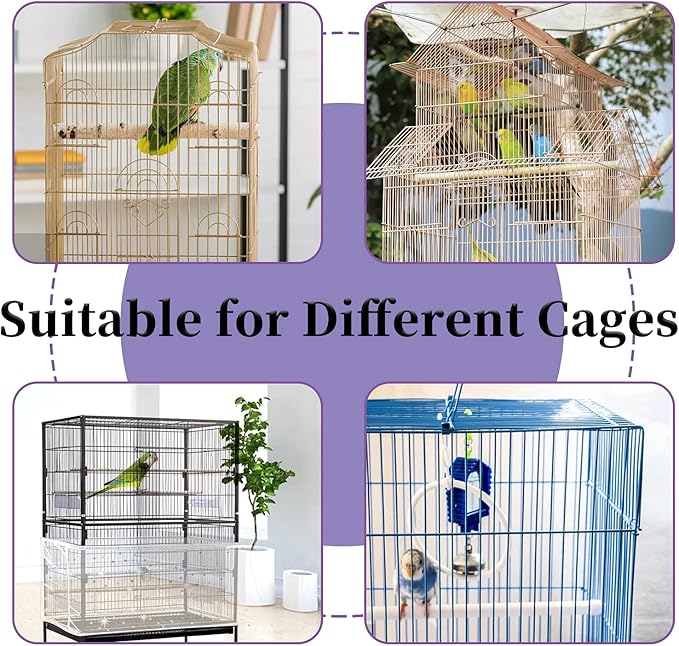 Daoeny 2Pcs Bird Cage Cover, Adjustable Bird Cage Seed Catcher, Large Soft Nylon Mesh Net with Twinkle Moon Star, Birdcage Cover Skirt Seed Guard for Parrot Parakeet Macaw Round Square Cages