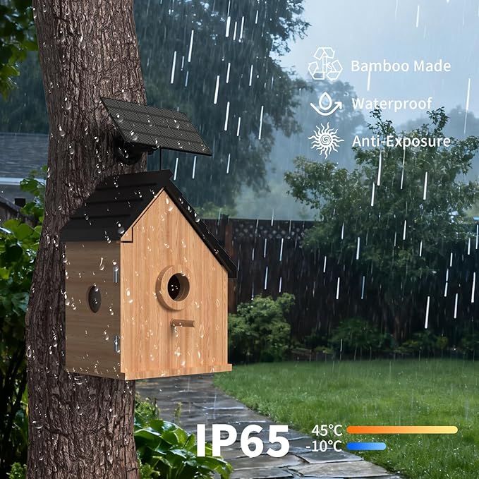 Bird Houses for Outside with Camera Solar Powered: 2K HD Video Smart Bird Feeder for Outdoors Nesting Box with Motion Detection Weatherproof Easy Birdwatching for for BirdLovers