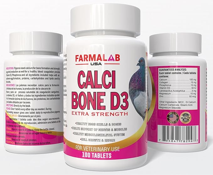B15 B12 para Palomas Pigeon Vitamin Supplement, 100 Tablets, Energy and Endurance Formula Farmalab