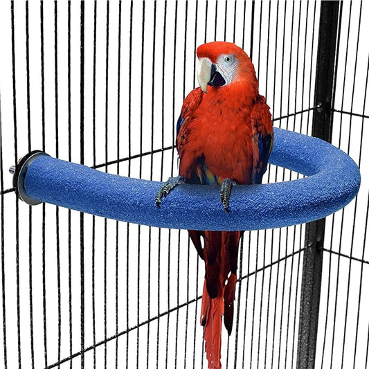 FrgKbTm U Shape Parrot Perch Stand Toy Bird Platform Sand Paw Grinding Clean Stick Exercise Conure Budgie Cockatiel Cage Accessories (Blue)