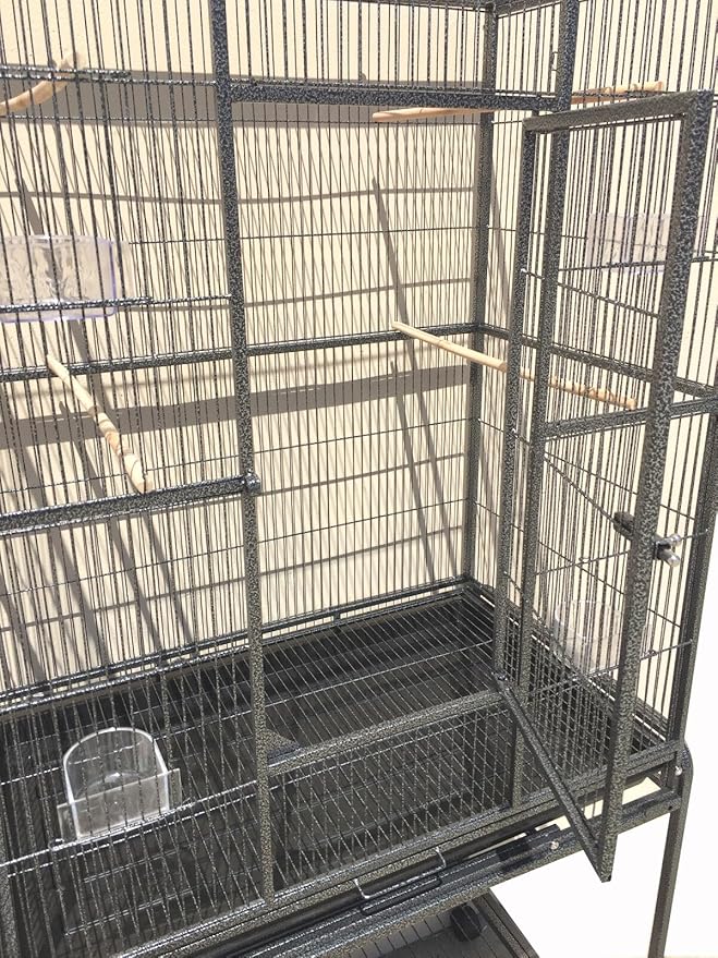 54" Pet Products Large Wrought Iron Breeder Bird Flight Cage Side Breeding Nest Doors with Removable Rolling Stand