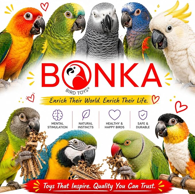 Bonka Bird Toys 3753 Natural Shreddy Eddy Medium to Large Parrot Toy Good Conure African Grey, Conures, Amazons, Small Cockatoos, and similarly Sized pet Birds for Chewy Foraging Fun.
