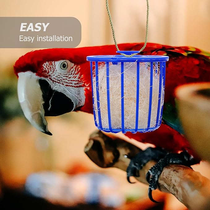 BESPORTBLE Bird S Nest Toys Set - Natural Nesting Material for Parakeets Easy to Install Hanging Cage Nest Ideal Bird Supplies for Stress Relief and Comfort 2.91 X 2.91 X 2.75 Inches