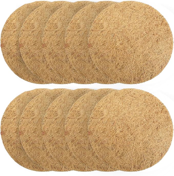 SUNSHNO 10PCS Bird Nesting Pads, Pigeon Nests Pad Natural Coconut Fiber Bird Nest Material Pigeon Breeding Accessories Warm Comfortable Parakeet Bedding Bird Hatching Pads