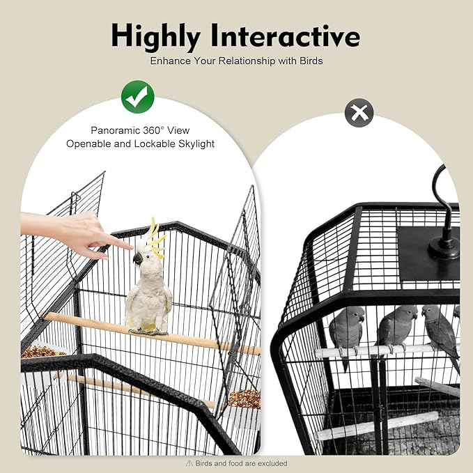 39.9'' Iron Parakeet Bird Cage, Pet Bird Flight Cages with Rolling Stand for Conures Lovebirds Cockatiels Finches Parrot Pet House, Small to Medium Birds