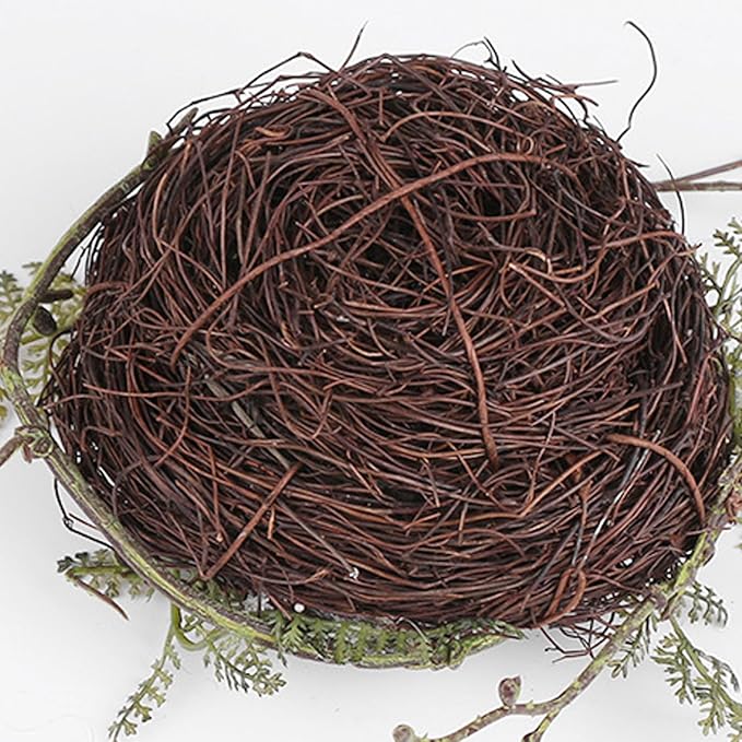 Artificial Bird Nest 1 Set Cute Realistic Birds Decor Natural DIY Bird Ornaments Decorative 5.9in Birds Nest Decorative Accessories for Photography Garden Yard Home