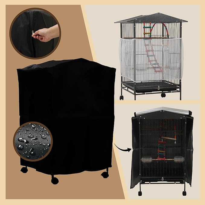 Large Parakeet Cage,Small Bird Cage,Cockatiel Cage for Birds with Covers,Parrot Cage Accessories for Finch,Cockatiels,Conure Bird,Budgie,Pigeon,Canary,Lovebird,Quaker (Meduim Birdcage)