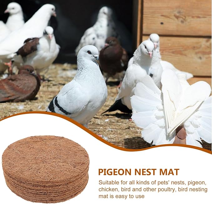 Mipcase Coconut Fiber Pigeon Nest Mat 12 Pack 7.87X7.87 Inch Bird Nesting Pads for Egg Protection and Breeding Comfortable Lightweight Natural Material