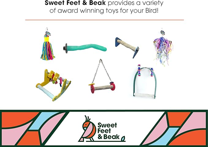Sweet Feet and Beak Comfort Grip Safety Perch for Bird Cages - Pedicure Perch for Birds to Keep Nails and Beaks in Top Condition - Safe Easy to Install Bird Cage Accessories L 13" - Green