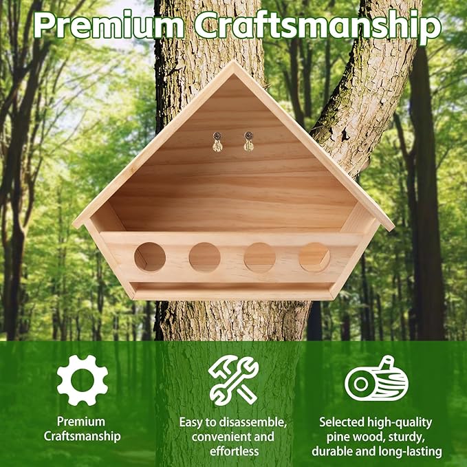 Dove Bird House for Outside, 14" L x 10.2" H x 5.3" W Mourning Dove Nesting Box, Pigeon House with 2 Preset Mounting Holes - Easy to Install & Remove