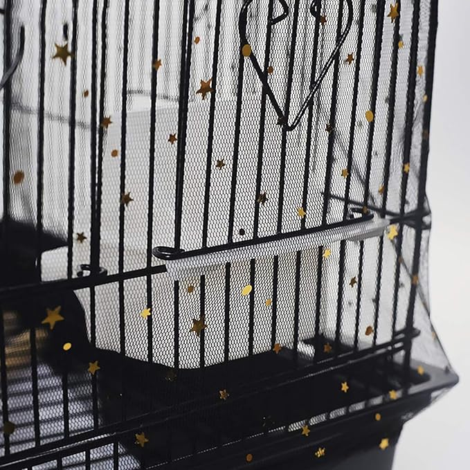 QBLEEV Extra Large 29.5" Mesh Bird Seed Catcher, Bird Cage Guard Cover with No Mess, Birdcage Nylon Shell Skirt Traps Guards to Protect Floors, Stretchy Cage Covers with Secure Fit