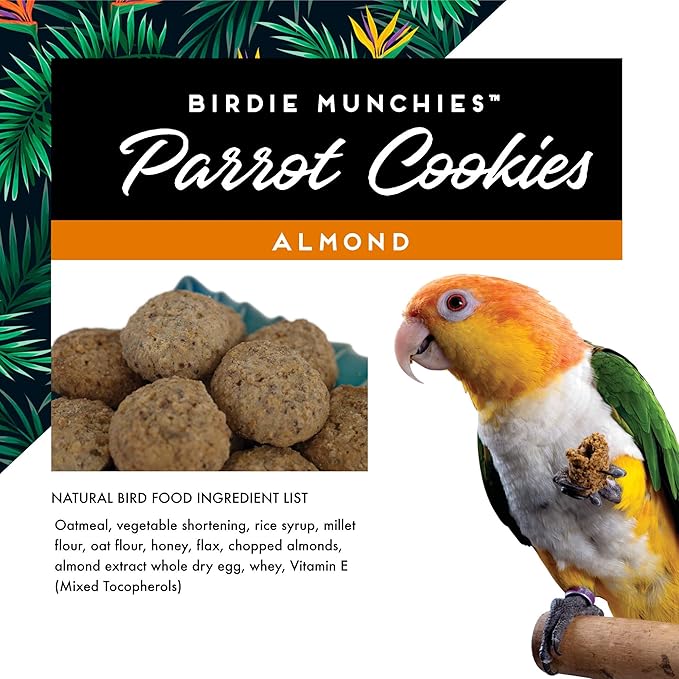 Oven Fresh Bites Natural Baked Treats, All-Natural Bird Treat Parrot Cookies, 4 Oz, Almond, 3-Pack