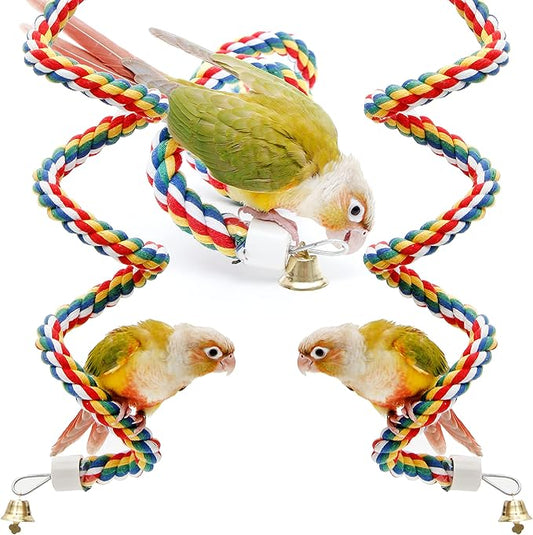 Youngever 2 Pack Birds Toys, Bird Ropes, Bungee Bird Toys, Bird Perches