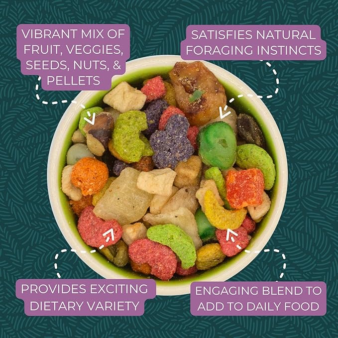 ZuPreem Pure Fun Bird Food, Parrot, Conure, Caique, African Grey, Eclectus, Small Cockatoo, Seed and Pellet Blend for Medium Large Birds, Bird Food Mixer Topper, Enriching Variety (ML, 2 lbs)