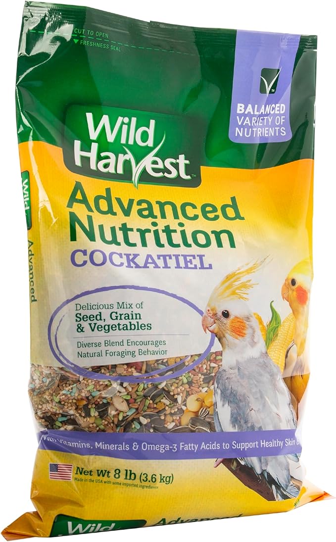 Wild Harvest Advanced Nutrition Cockatiel 8 Pounds, Seed, Grain and Vegetable Mix