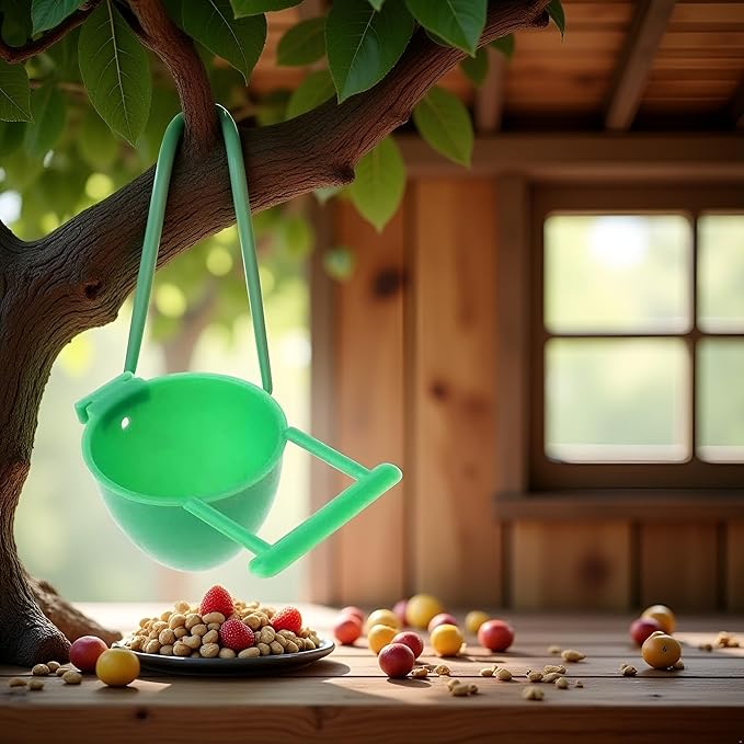 Green Parrot Feeder Bird Parrot Feeder Fruit Egg Container Holder Cage Hanging Pet Bird Supplies Creative and Exquisite Workmanship