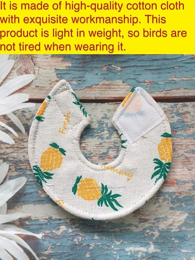 Bird Collars,Adjustable Recovery Collar Parrot Elizabeth Collar for Feather Plucking Feather Protector Shield with Soft Padded Cotton Neck Cone Anti-bite Anti-Licking Wound Healing (2XL,Pineapple)