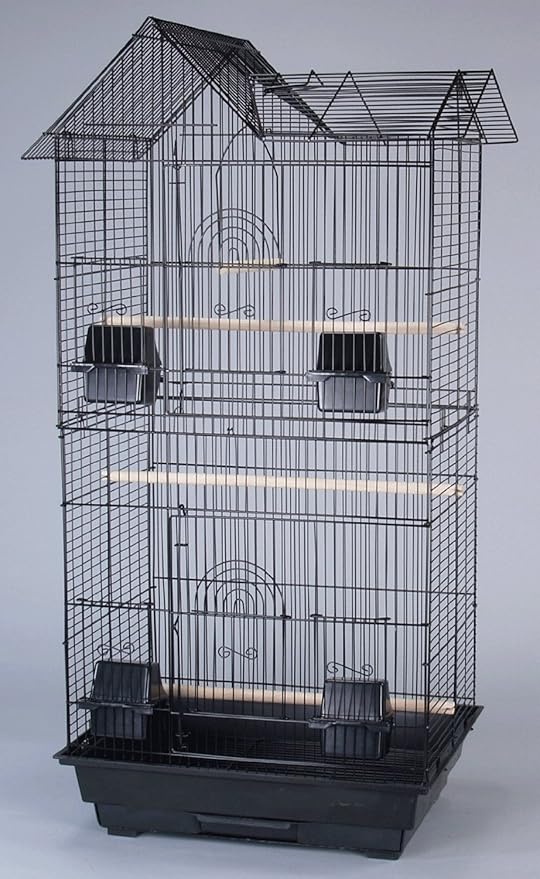 Mcage Large Roof Top Canary Parakeet Cockatiel Lovebird Finch Roof Top Bird Cage with Rolling Stand