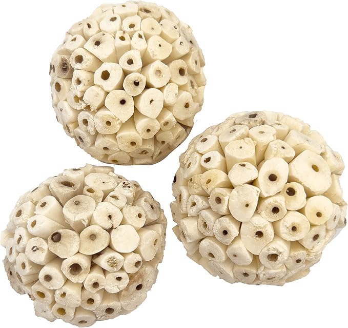 5102 Big Sola Bird Balls Pk6 - Handmade Air Dried Sola Balls, Lightweight Pithy Bird Safe Wood, Great Fun for Beaks and Feet, Ideal for Medium to Large Size Pet Birds Species