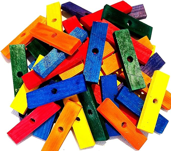 Wooden Color 50 Blocks 3" Long for Parrot Bird Toy Cage Toys Medium Size Fantastic to chew