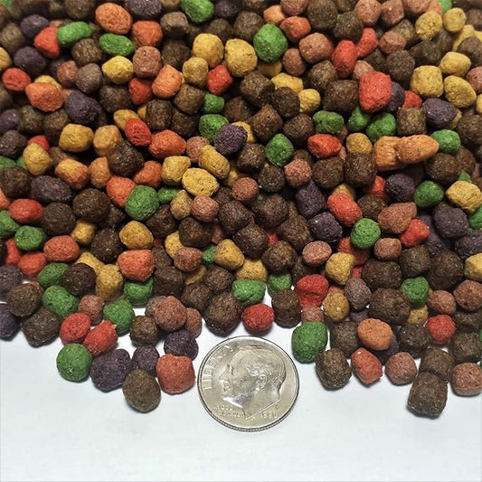 Gourmet Blend of 1/4"-3/8" Pacu, Monster Fish, Carnivore Fish, Veggie & Fruit Floating Pellets. GB-610-1-lb