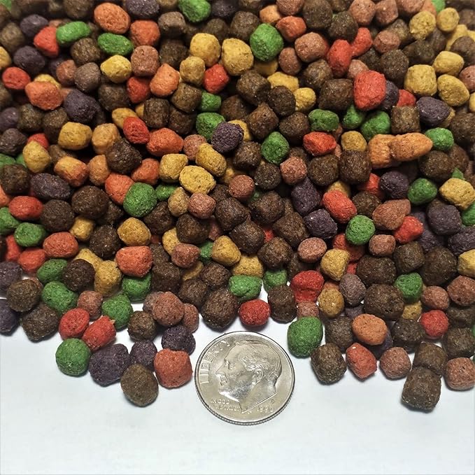 Gourmet Blend of 1/4"-3/8" Pacu, Monster Fish, Carnivore Fish, Veggie & Fruit Floating Pellets. GB-610-1/2-lb