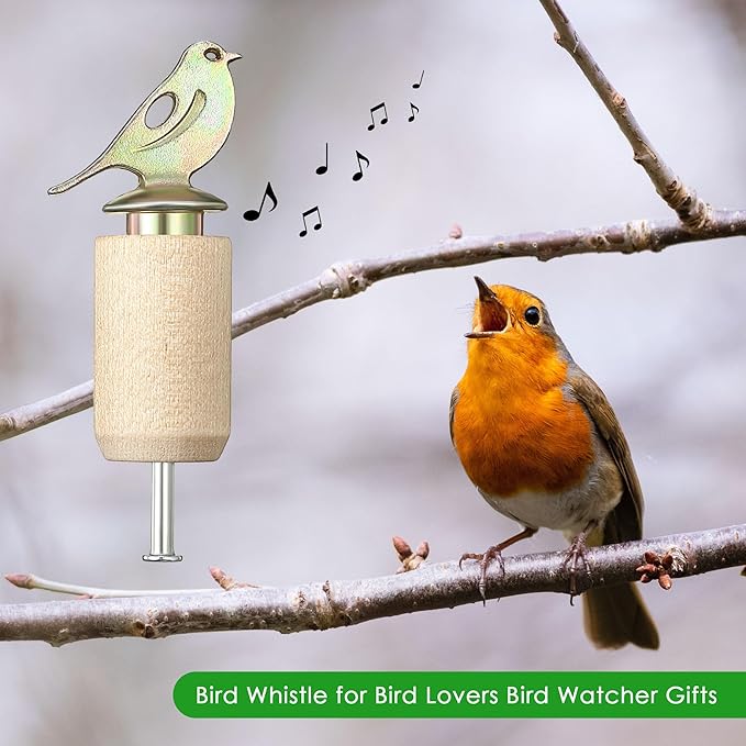 Dreyoo Bird Whistle Call with Rosin, Zinc Alloy & Wooden Birds Caller for Outdoor Birds Watching, Nature Play and Gifts for Bird Lovers(Wood Color)