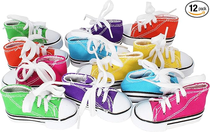 Bonka Bird Toys Pk12 Mini Sneakers 3" Long by 1.50" High by 1.25" Wide Parrot Foot Talon Cage Toy, Senegal, Ringneck, Pionus, and Similar
