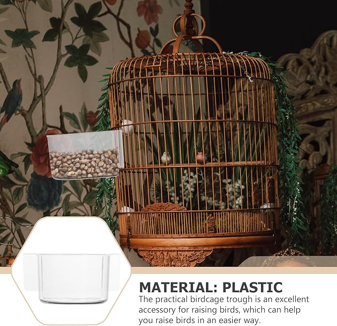 Birds Feeder, 2pcs Bird Cage Cups Prevents Spillage Thickened Semicircle Bowls Clear Water Dispenser for Pigeon Parrot