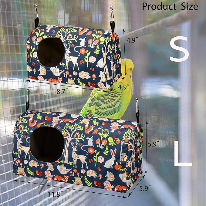 ShuRung Parrot Cockatiel Warm House Bird Nest Bed Winter Hanging Hammock Birds Sleeping Bed Parrot Hideway Bed Polyester Fabric for Parrot Parakeet Cockatiels Budgies Lovebird African Grey (L)