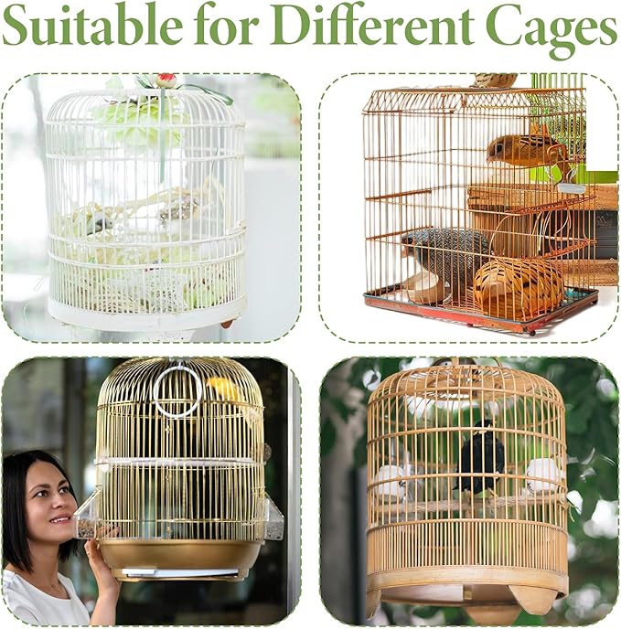 Trinkrittey Bird Cage Seed Catcher White Bird Cage Net Cover Adjustable Birds Cages Netting Seed Catcher Stretchy Birds Cages Guard for Parrot Enclosures