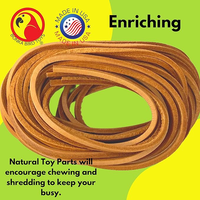 Bonka Bird Toys 2003 Six Pack Leather 48 Inches Long X 1/8 Inch Cord Genuine Natural Leather Lace Strip Craft Part Bird Toy Making Projects Roll Rope Tan Hide