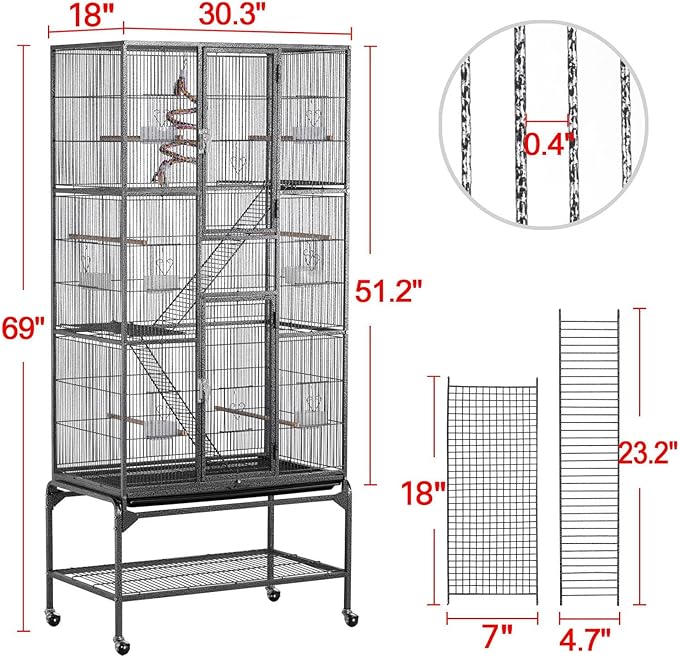 Topeakmart 3 Level Ferret Chinchilla Sugar Glider Squirrel Small Animal Cage, Black