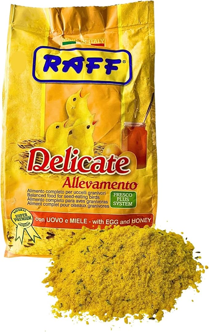 RAFF Delicate Allevamento 500g Bird Food - Nutritious Egg and Honey Paste Bird Treat for Canaries, Parakeets, Finches, Cockatiels, and Lovebirds - Supports Breeding and Year-Round Health